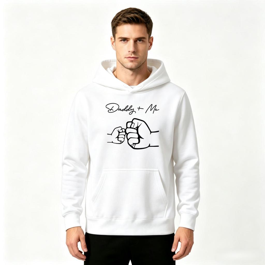 Men Daddy & Me Fist Bump Graphic Print Casual Pullover Hoodie
