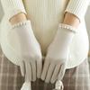 Anti-cold  Gloves Thicken Split-finger Gloves Fashion Pearl Driving Gloves  Riding