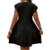Women’s Short Sleeve V Neck Mini Dress with Ruffle Sleeves and Crisscross Front Casual Loose Fit