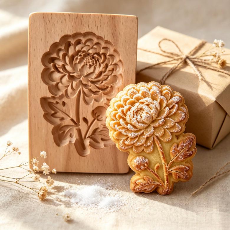 Wooden Gingerbread and Shortbread Cookie Mold Cutter