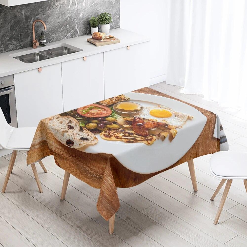 Bedruckte Tischdecke mit Gourmet-Kuchen, für Restaurant, Küche, Tischdekoration, schmutzabweisend, wasserdicht, rechteckig, Heimdekoration