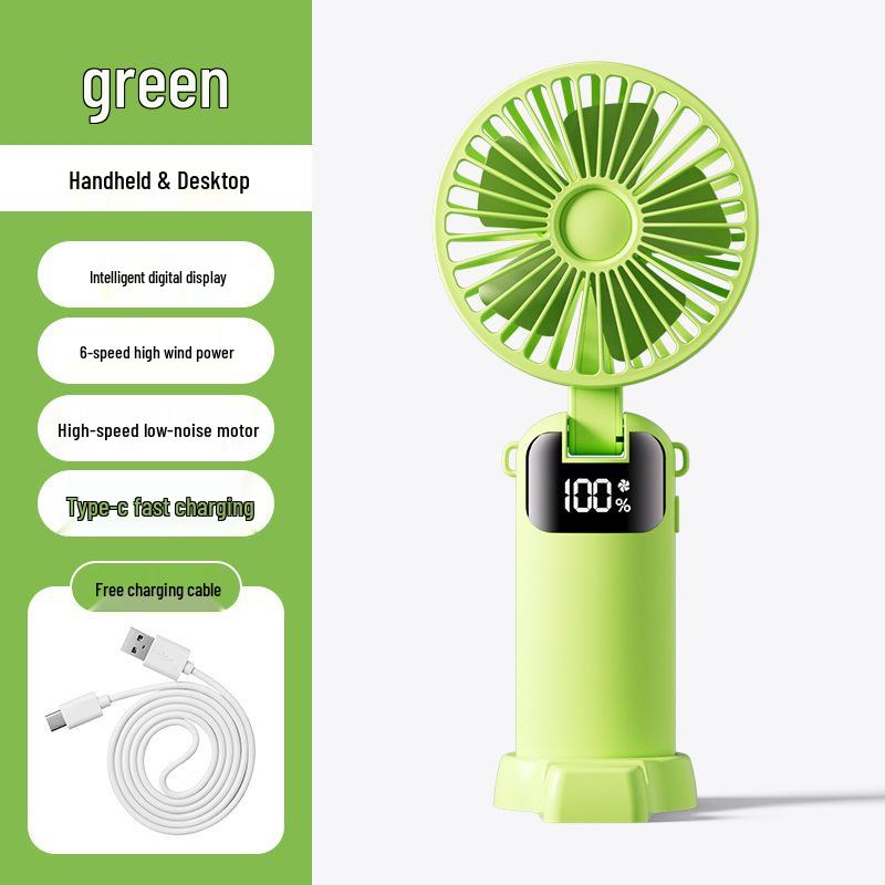 Foldable Mini Fan with Digital Display for Desk, Dorm, or Outdoor Use