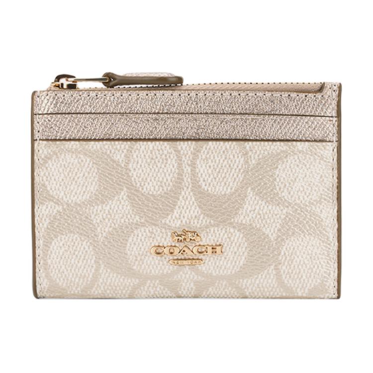 New COACH Artificial Leather Card Holder Mini Women's Champagne CW966-IMXB8