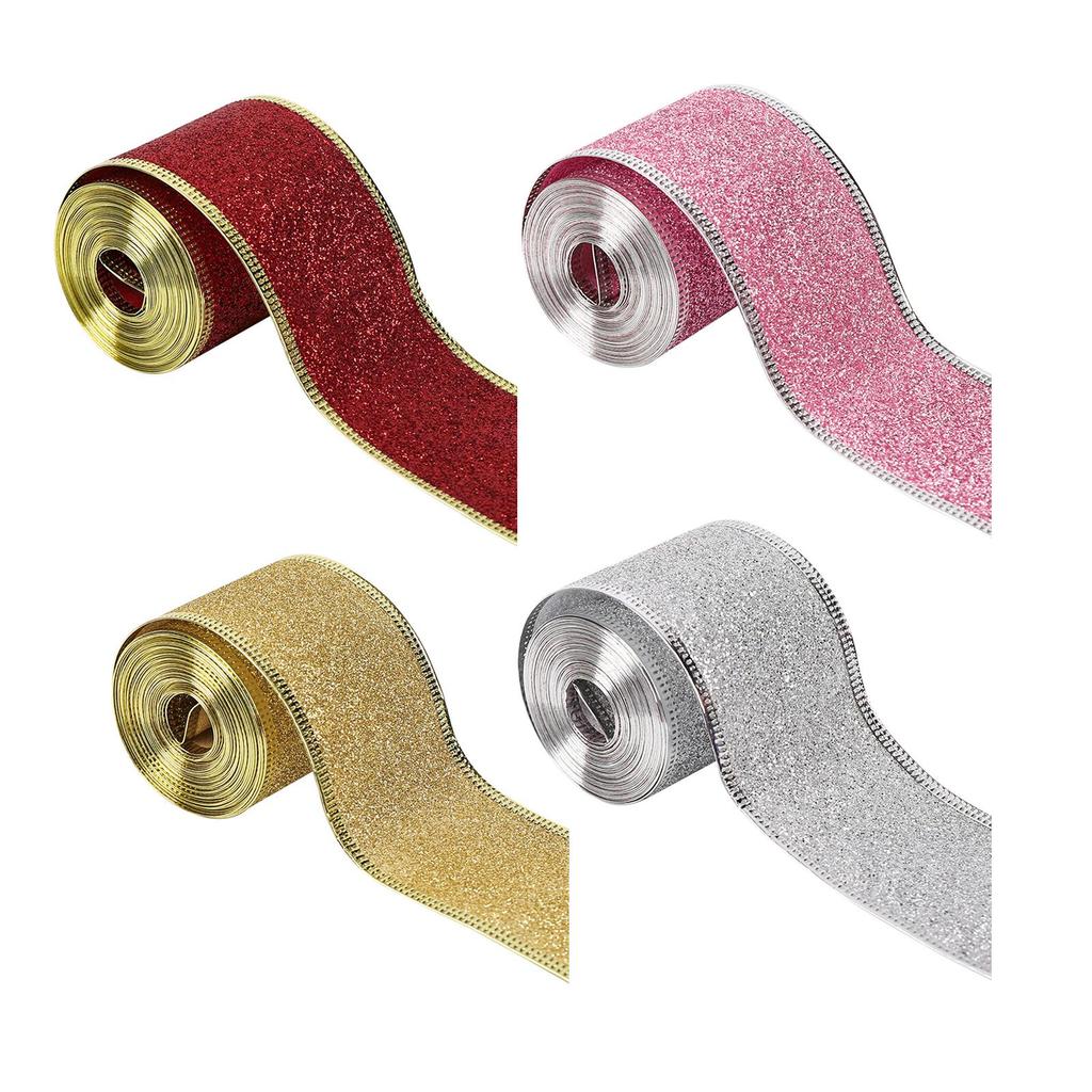 2inch x 90 Yards Christmas Wired Edge Ribbon Versatile DIY Xmas Decoration Elegant for Gift Wrapping Lightweight Accessories