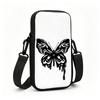 2D-Stylish Black Dripping Butterfly Crossbody Phone Bag, Adjustable Removable Strap Zipper Small Shoulder Purse for Women Daily Travel Party