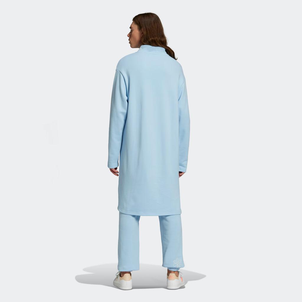 adidas V-Day Tunic Solid Color Stand Collar Loose Long Sleeve Mid-Length Sweatshirt Unisex Tops Blue HI6013