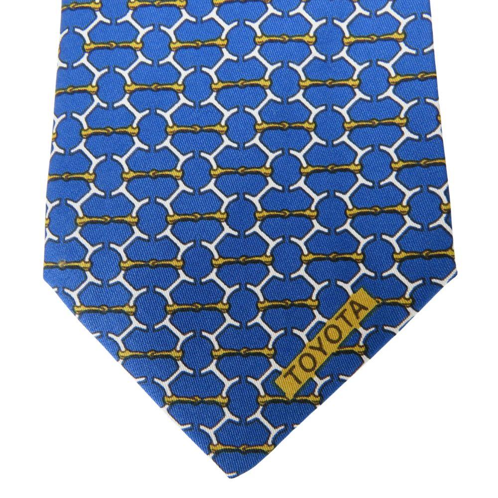 Used HERMES Tie Toyota Limited Edition Silk Blue Gold Business