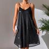 European and American women's clothing fashionable and sexy V-neck suspender summer temperament elegant sequin dress