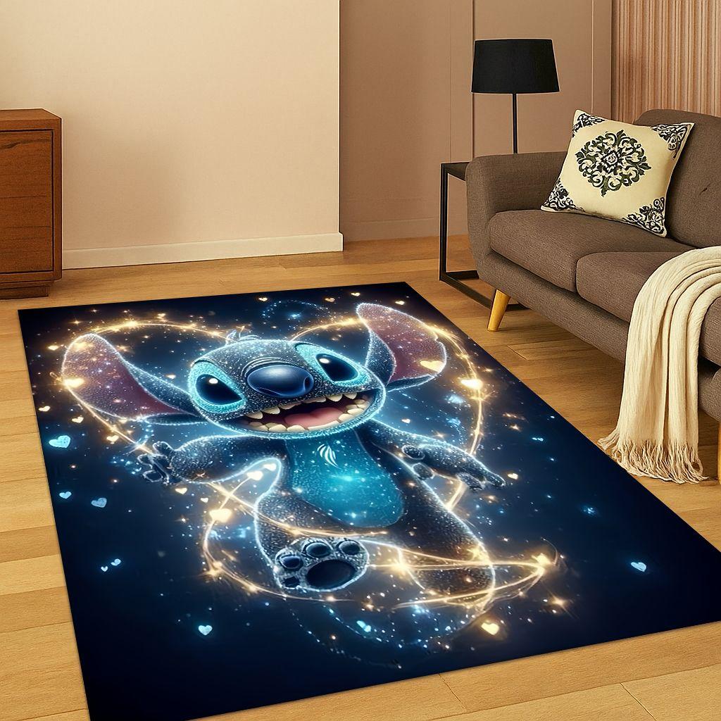 3D Lilo & Stitch Monster Cartoon Cute Child Carpet Rug for Playroom Living Room Bedroom Decor,Non-slip Game Floor Mat Gift