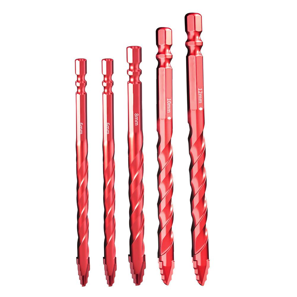 Carbide Drill Bits Set Drill Bit (6/6/8/10/12mm) Suitable For: Drlling On Drywall, Bricks, Tiles, Wood, Aluminum And Sheet Metal