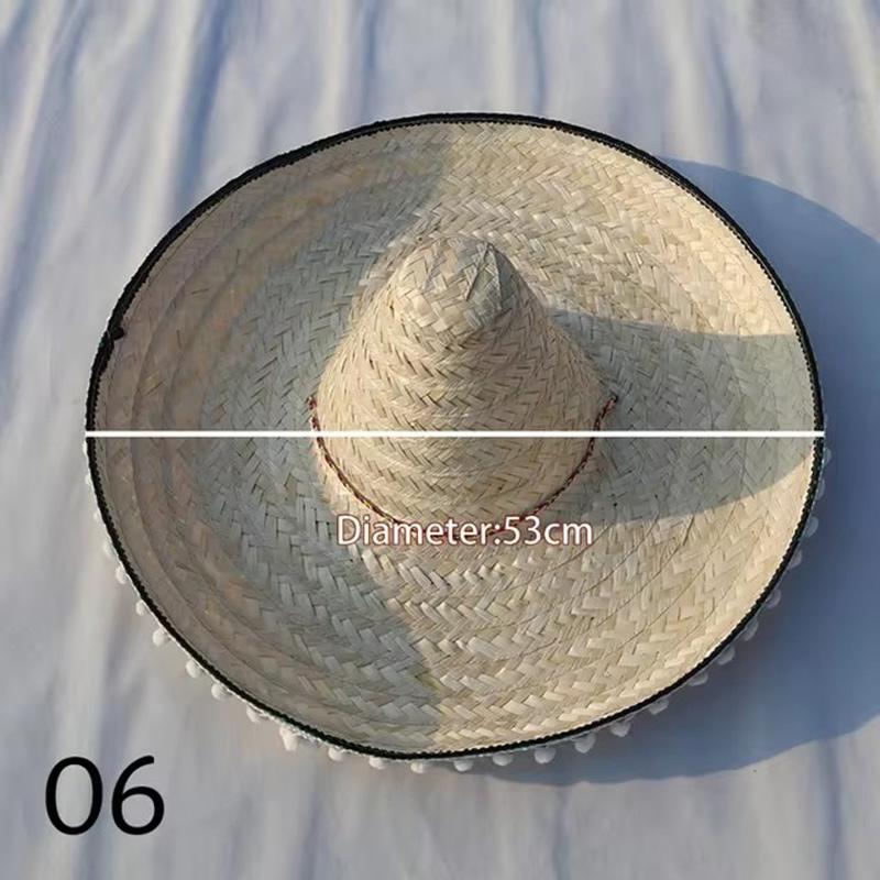 Mexican Party Hat Colorful Wide Brim Straw Hat Men Women Outdoor Carnival Halloween Decor Kids Cosplay Performance Hat Sombrero