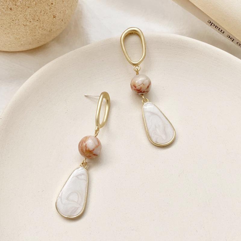 Cercei lungi ovali atârnători cu ac de argint S925 și piatră naturală