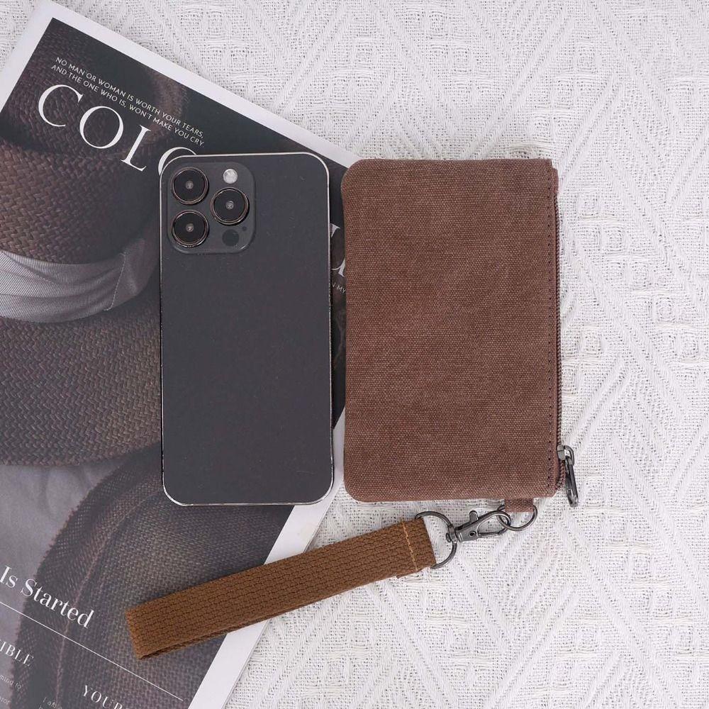 Korean Style Canvas Coin Purse Wrist Bag Card Storage Bag Fashion Small Item Bag Outdoor