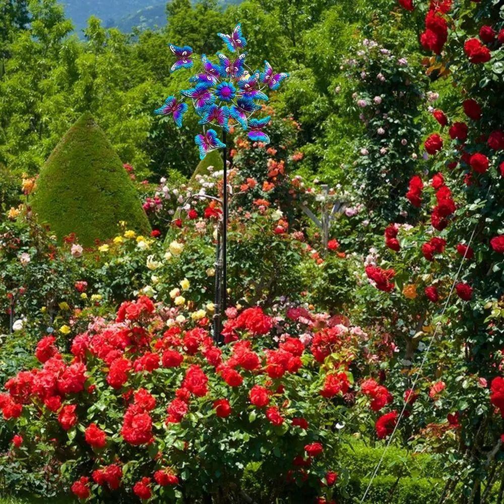 Removable Butterfly Wind Spinner Iron Art Wind Collectors Rotator Gardening Plug Pinwheel  Lawn
