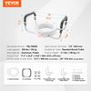 VEVOR Raised Toilet Seat, 3.5" Height Raised, 300 Lbs Weight Capacity, for Standard Round Toilet, Aluminum Handrail, with EVA Armrest Padding