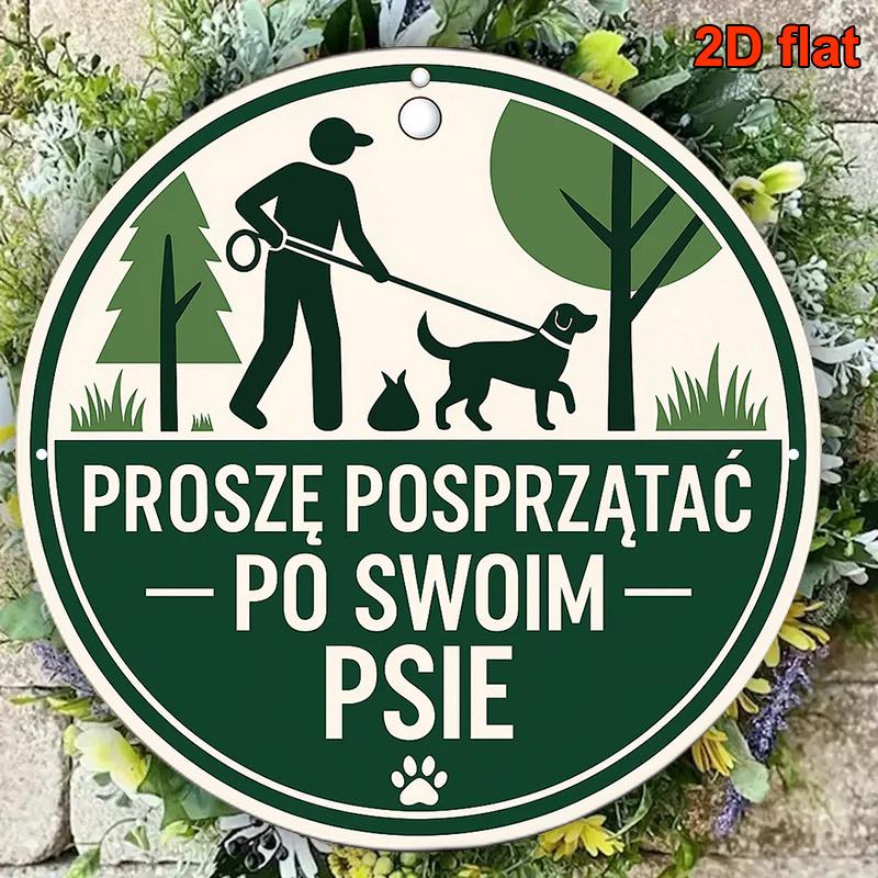 D Flat D Flat ks xinch Round Aluminum Sign Clean Dog Excrement Retro Decorative Plaque Vintage Style Wall Hang