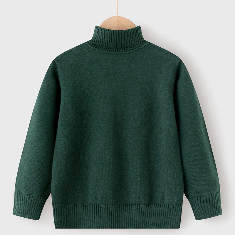 Children's Sweaters Autumn and Winter Pure Cotton Line Boys and Girls Baby Pullover Turtleneck Bottoming Sweater