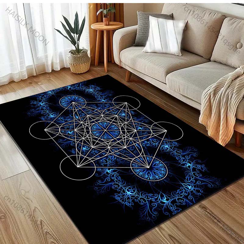 Occult Metatron's Cube Print Carpet Rug for Living Room Bedroom Sofa Doormat Decor Kids Play Home Area Rug Non-slip Floor Mat