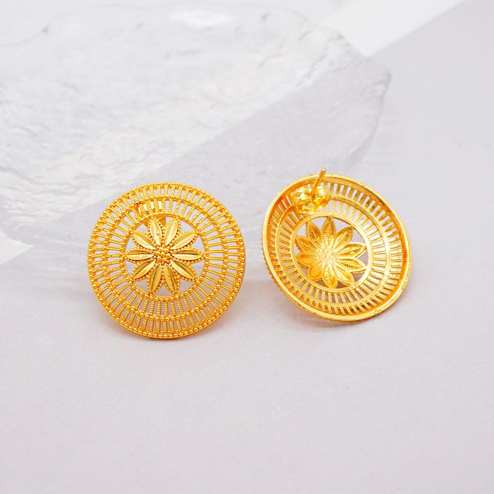 Ethiopia Dubai Gold Color Jewelry Set For Women Flower Pendant Ring Earrings 3 Piece Wedding Jewelry Accessories Jewelry