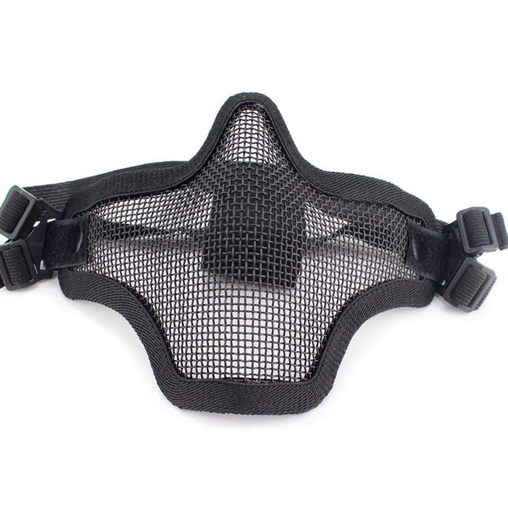 Carbon Steel Half Face Wire Mask Adjustable Steel Mesh Mask Metal Face Mask  Outdoor Sports