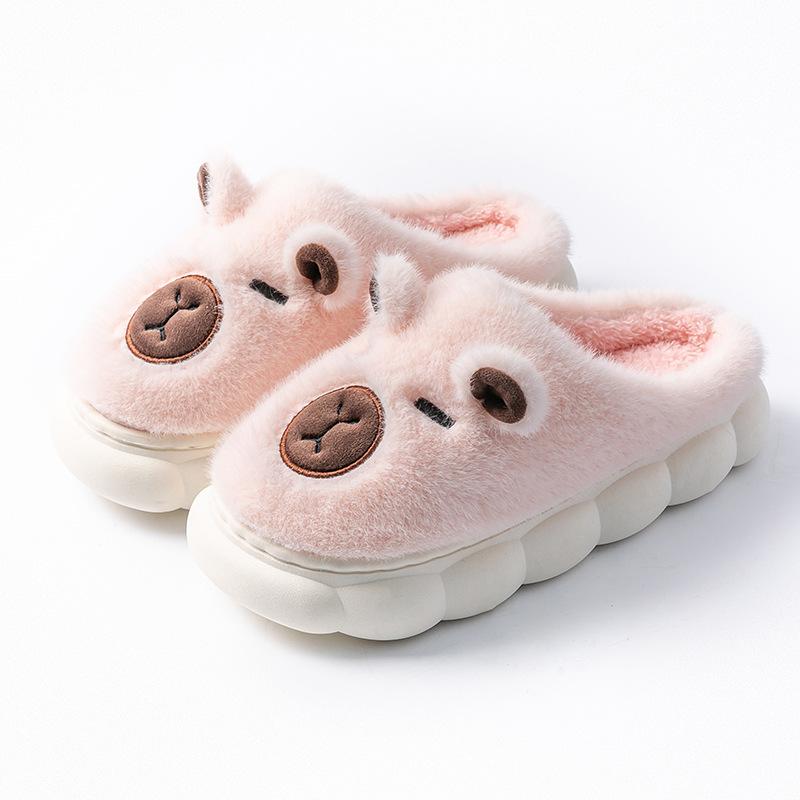 Kapibara Cotton Slippers Winter Velvet Warm Home Non-slip Soft Bottom Couple Cute Plush Slippers