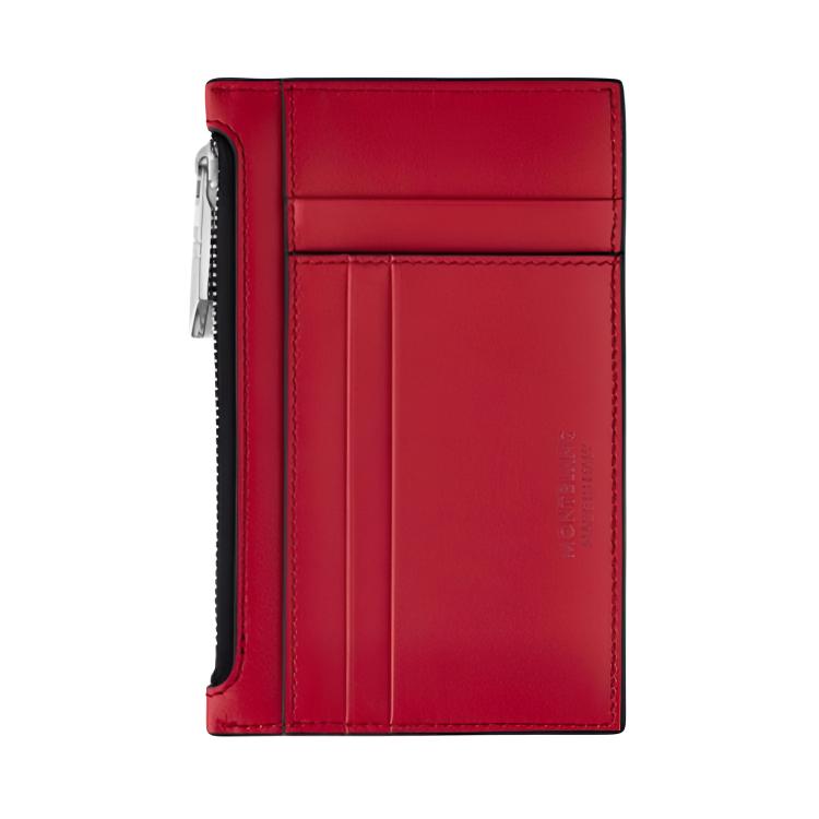 Montblanc Meisterstück Hexagonal White Star Logo Vertical Multi-Card Slot Zipper Pocket Leather Wallet Card Holder Men wallet Red 129688