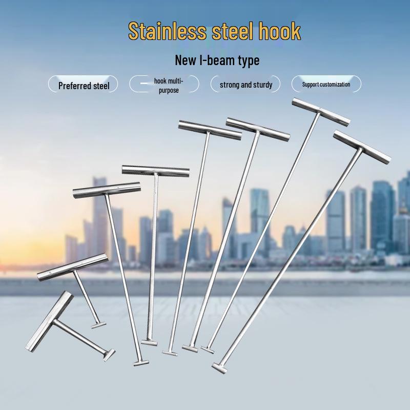 Stainless Steel Long Handle Hook for Manholes, Roller Shutters, and Cargo Pulling