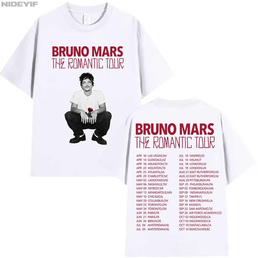 Bruno Mars The RoUnisextic Tour T-Shirt für Unisex Damen Hiphop Streetwear Oversized Tops 100% Baumwolle T-Shirt BM1