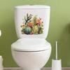 Tropical Cactus Bird Toilet Cover Sticker Decals,Fish Bird Flower Leaf Waterproof Toilet Lid Tank Seat Decals Cistern Self-Adhesive Bathroom Wall