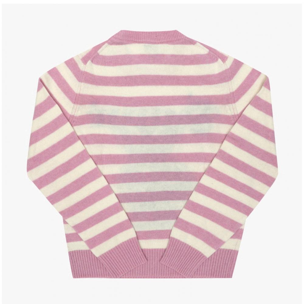 Ganni Damen Strickpullover Bunny Grafik Logo Wollmischung Streifen K2426 065