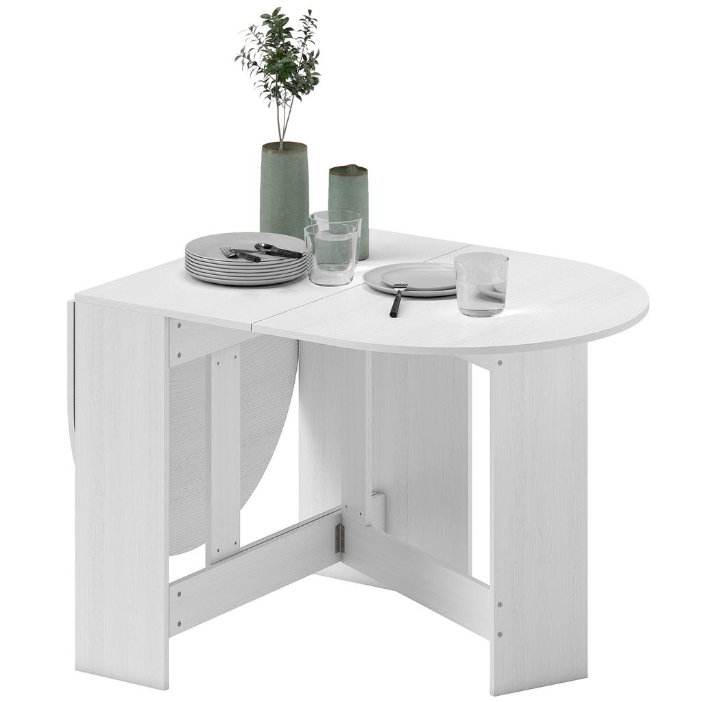 Tavolo da pranzo pieghevole, tavolo da cucina pieghevole ovale fino a 6 persone, per piccoli spazi, sala da pranzo, bianco