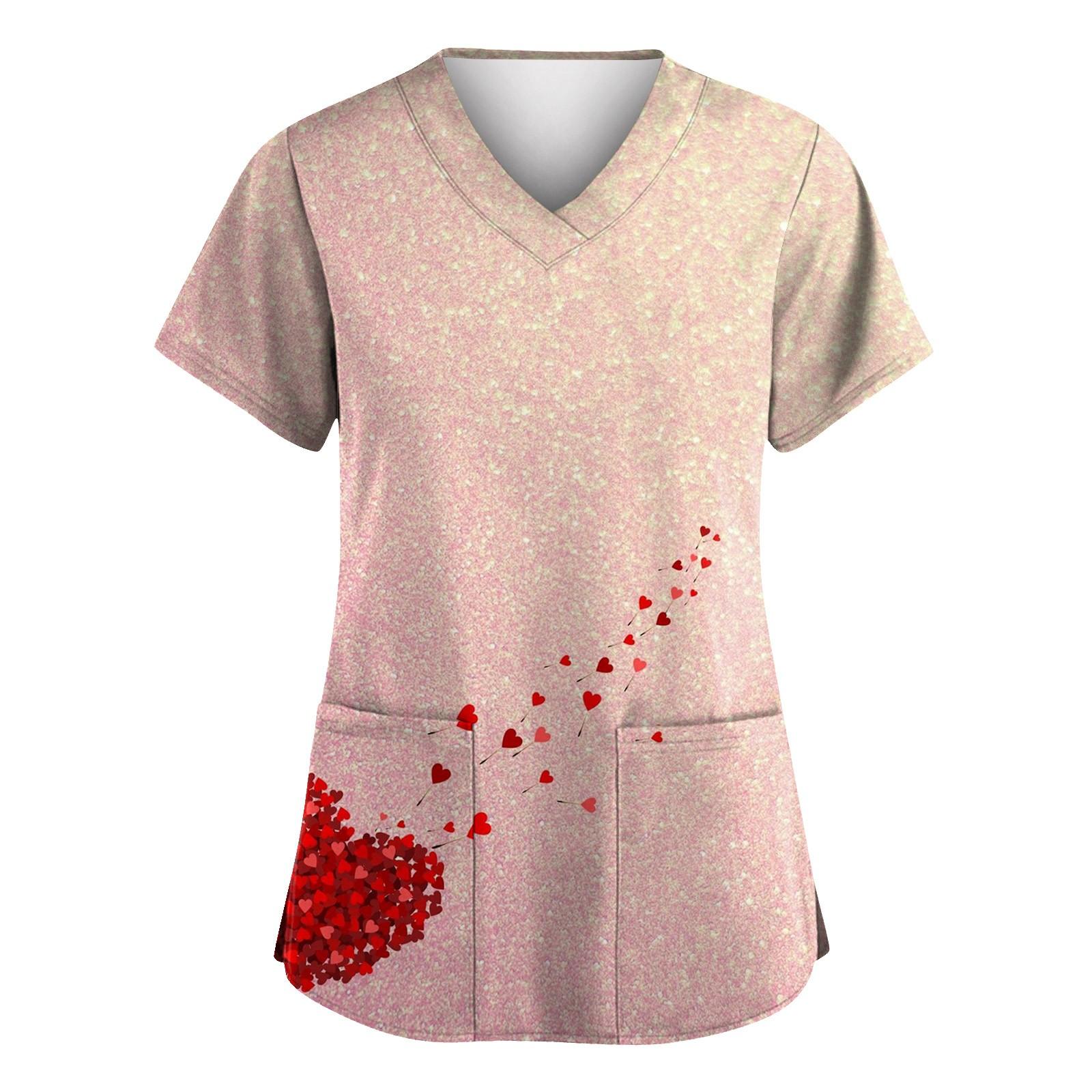 

Жіночі модні комбінезони з V-подібним вирізом і короткими рукавами з кишенями Верхній одяг з принтом до Дня Святого Валентина L світло-рожевий колір