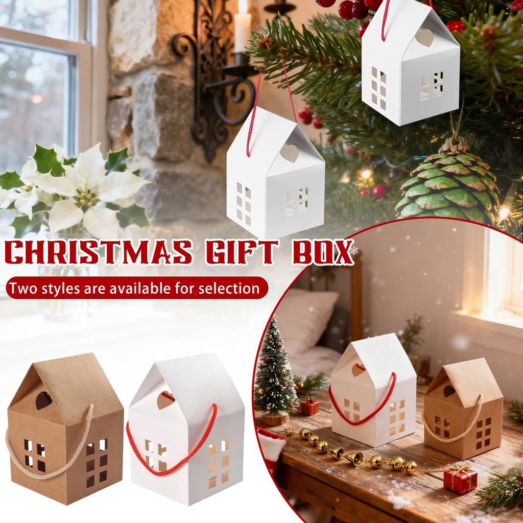Große Hausförmige Geschenkboxen mit Griff 1 7 7 Zoll Große Feiertagsbox, Geschenk für Immobilienmakler Hausförmige Tasche Weihnachtsdekorationen Karton
