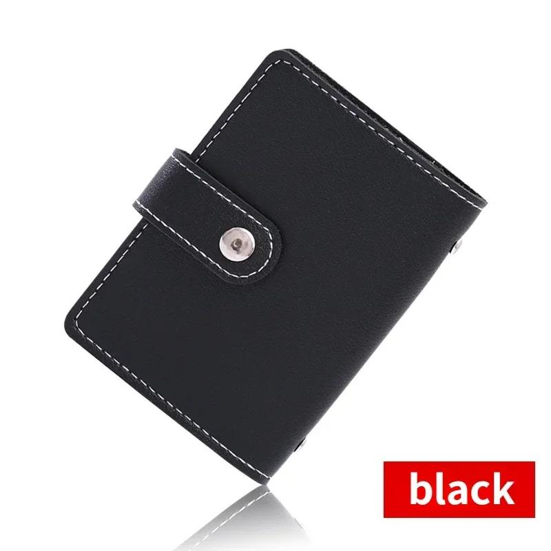 

Women Men Candy Color Bank Credit Card Holder Wallets Cover PU Leather Card Holder Wallet 26 Multi Slot Slim Card Case чёрный