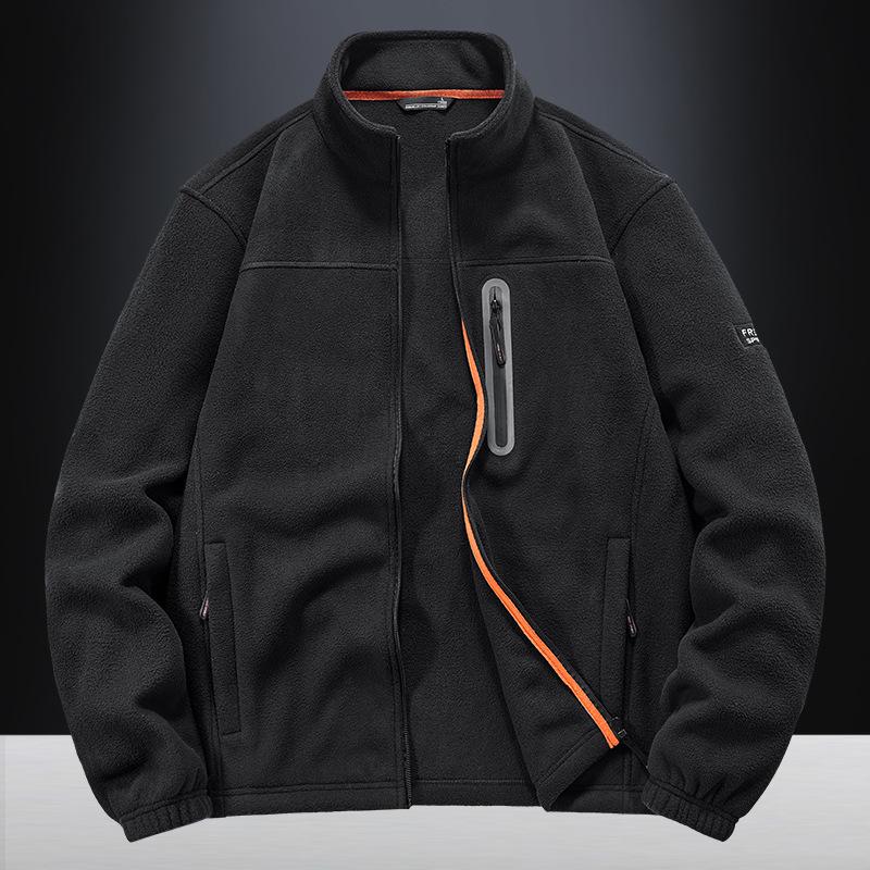 Men's Outdoor Stand Collar Fleece Jacket – Warm, Multi-Pocket, Autumn/Winter Casual Style