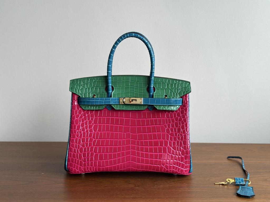 Kazilan color-blocking inseam version of crocodile pattern high-end hand-held platinum bag women's cross-border fashion versatile women's bag