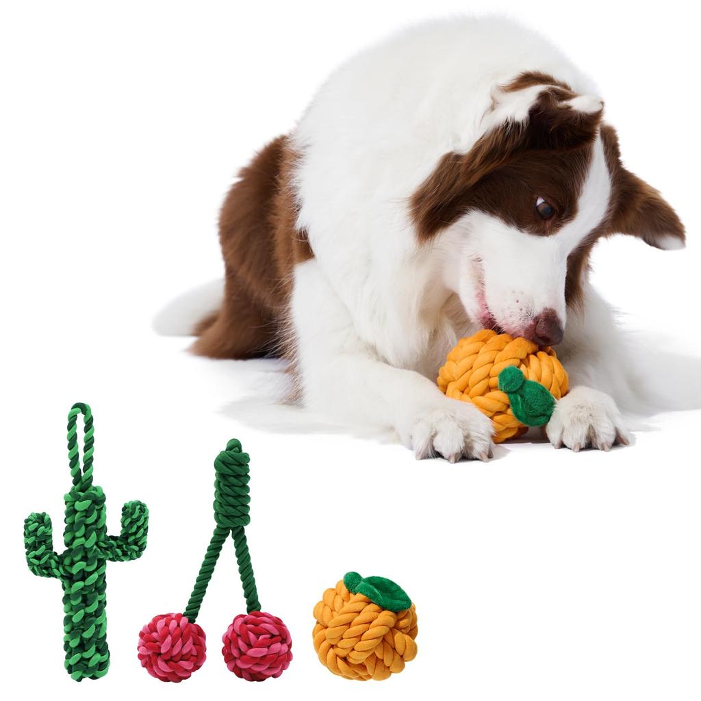 VETRESKA Frânghie pentru câini Masticat pentru curățarea dinților Tragere excelentă pentru jucărie rezistentă din frânghie pentru mestecat Jucărie pentru dentiția cățelușilor și jucărie, jucărie, jucărie, care alungă plictiseala, câini, (Cireașă,