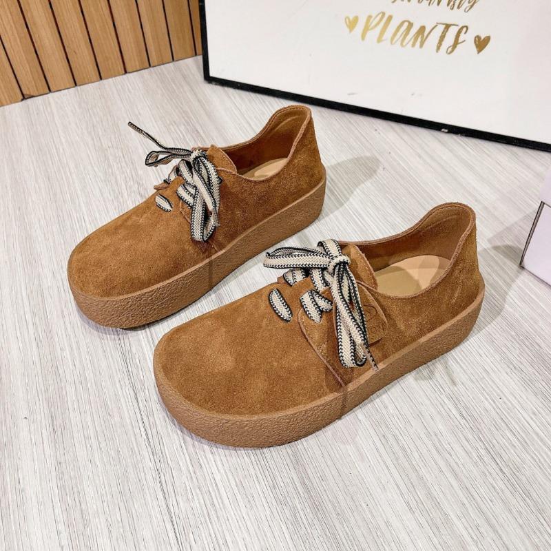 

Niche retro women s half slippers new autumn soft-soled versatile flat-soled lace-up single shoes 35
