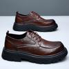 Leather shoes men's business dress big head high sense casual breathable British style thick sole heightening wedding groom derby shoes