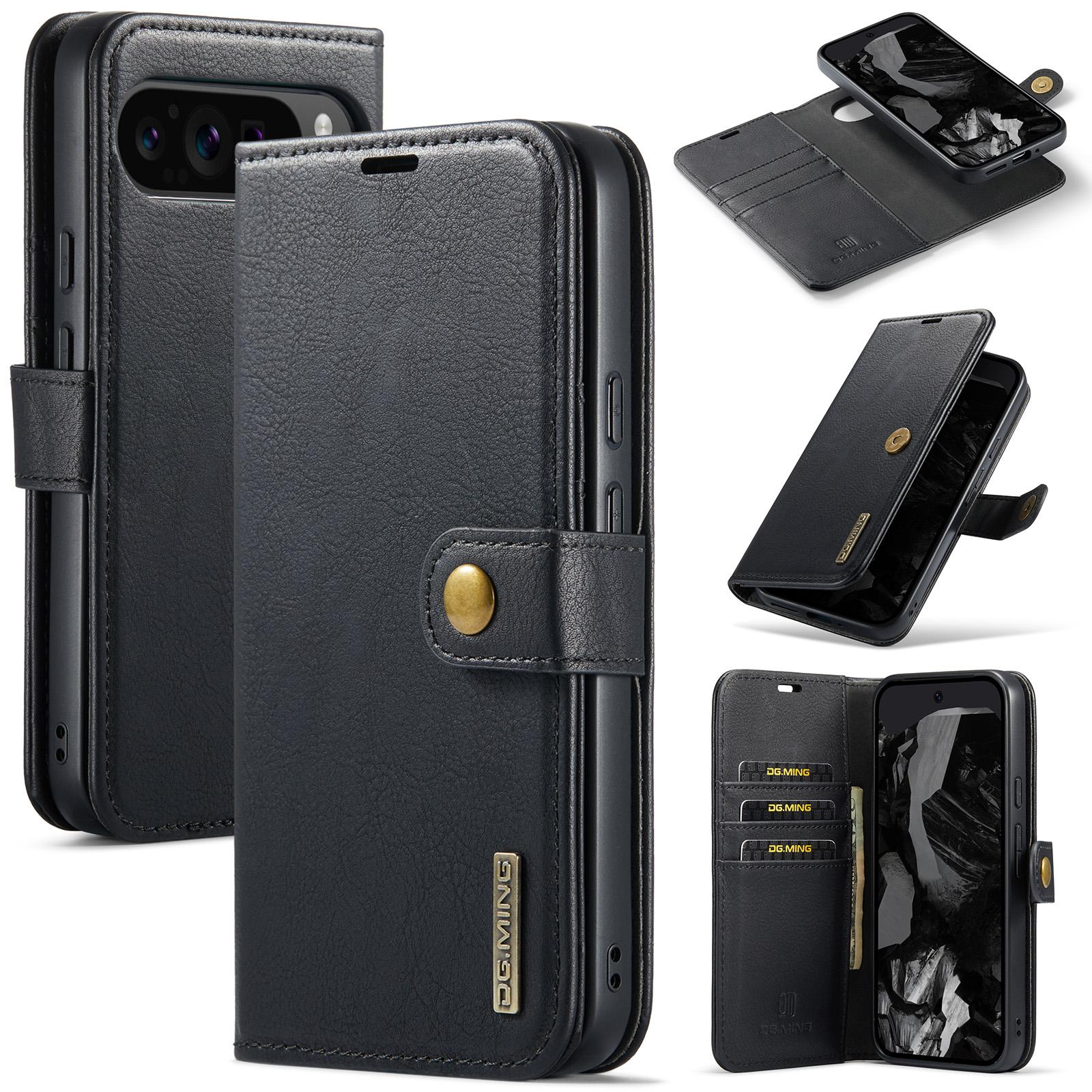 

DG.MING for Google Pixel 9 Pro XL Case Detachable Split Leather Phone Cover Black