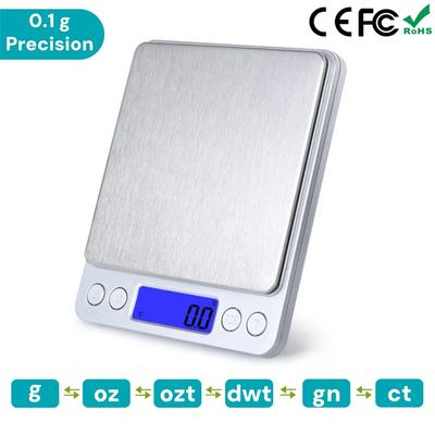 Tragbare Digitale Küchenwaage 0,1g 3kg Mini-Taschenwaage für Lebensmittel, Backen, Schmuck, Gewürze mit LCD-Display Hintergrundbeleuchtung