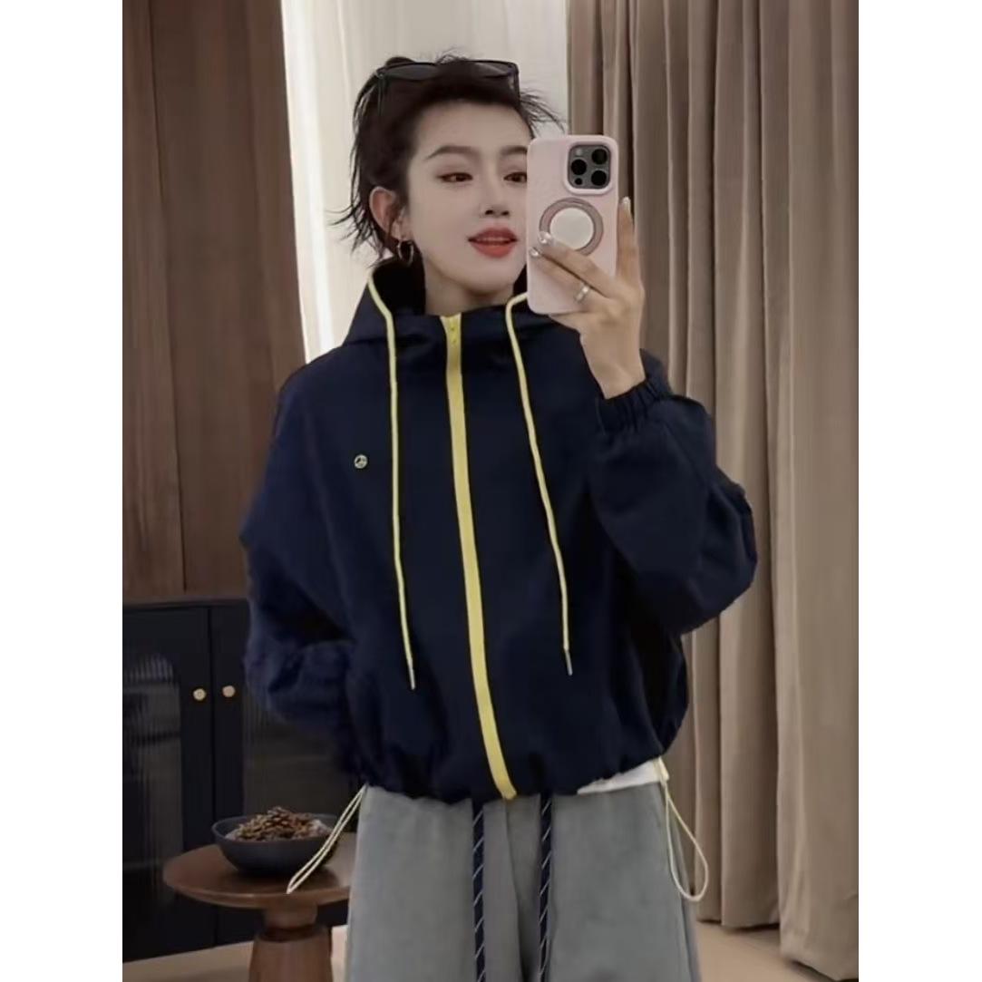 

Женская ветровка премиум-класса свободного кроя для миниатюрных - Весна 2025 S: 44-51 kg темно-синий