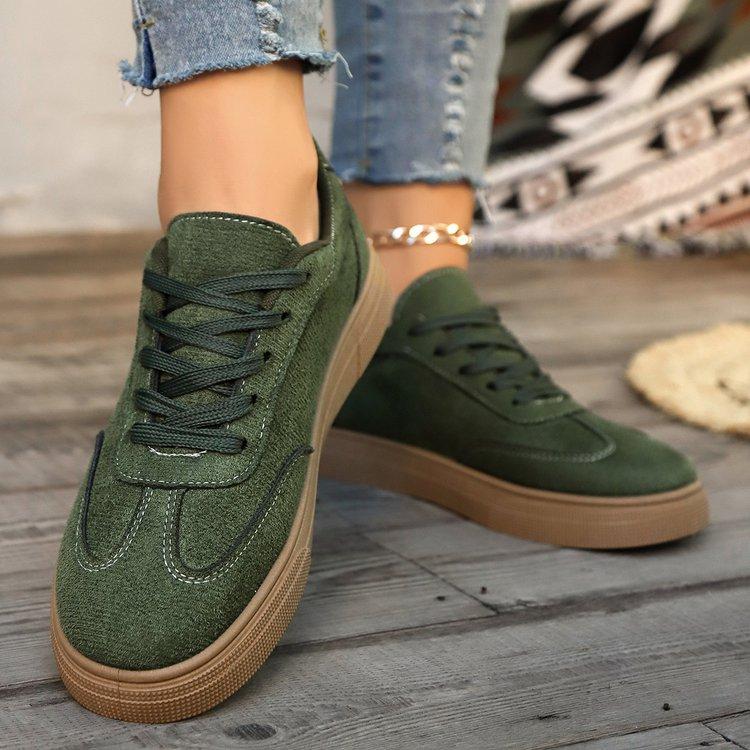 High-end Women's Sneakers Retro Fashionable Breathable Running Canvas Casual Shoes Autumn Round Toe Red Women's Flat Sneakers