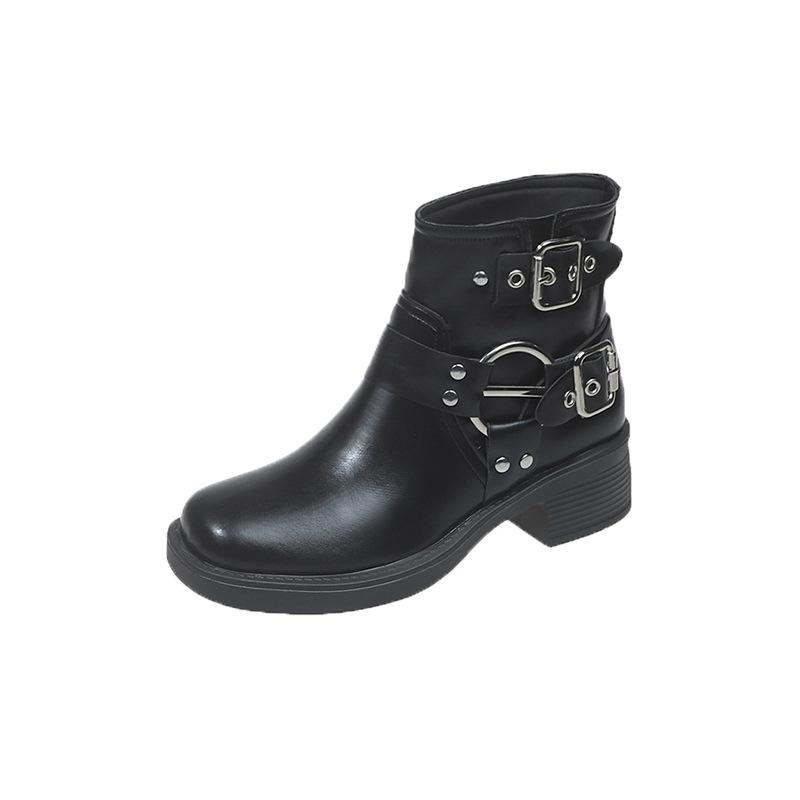 Maillard Western Cowboy Boots Women's Autumn 2025 New Versatile Belt Buckle Retro Short Martin Boots