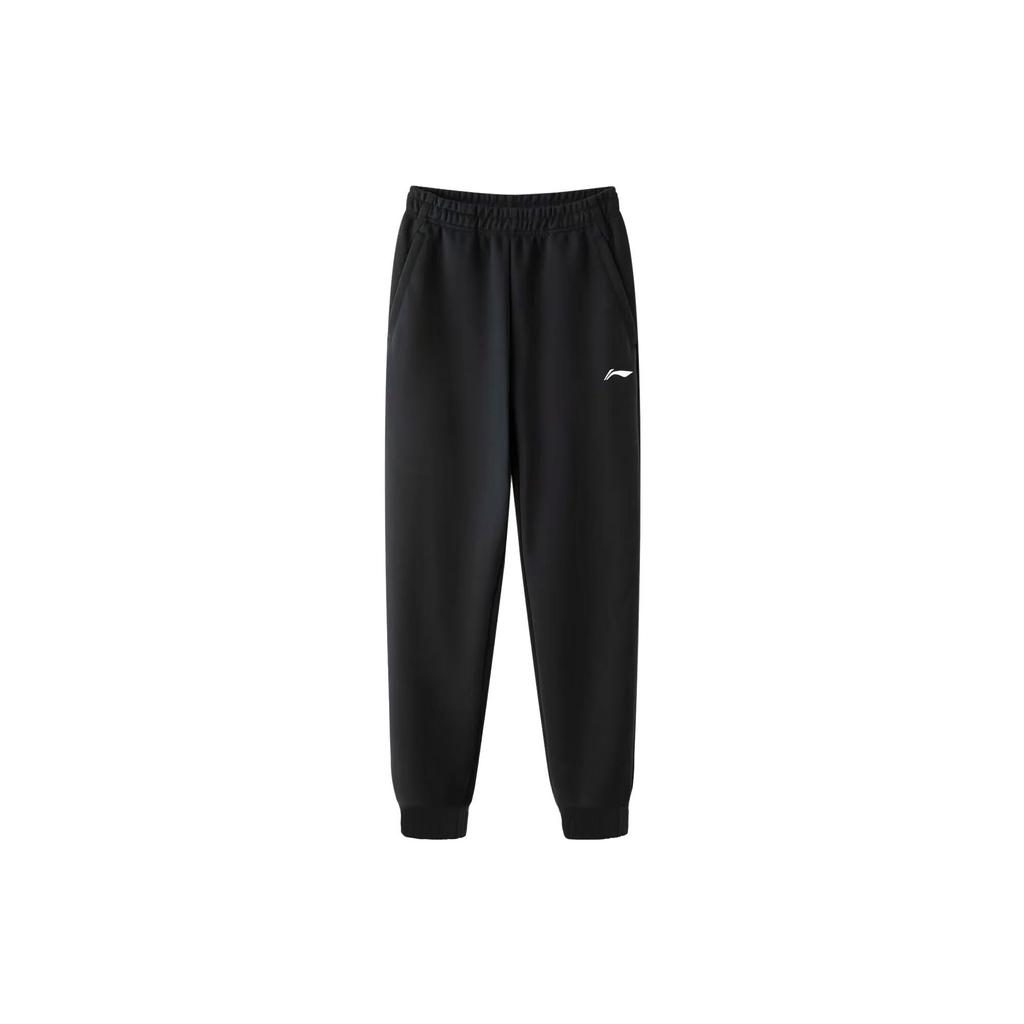 Li Ning Badminton Series Solid Color Logo Cuffed Casual Knitted Sports Pants Men Bottoms Black AKLT645-1