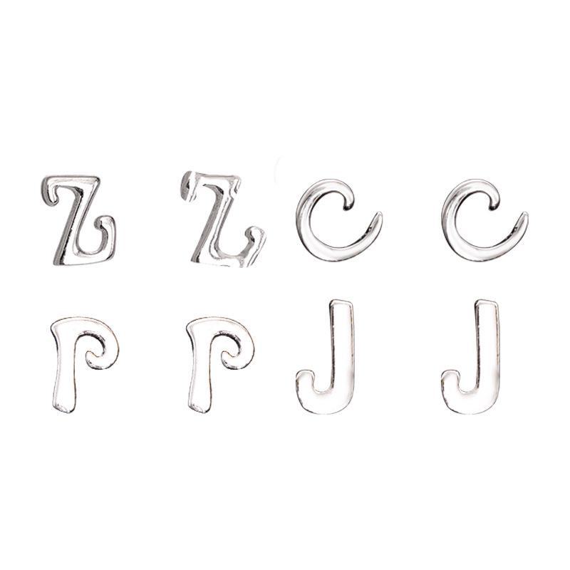 Banyan Tree S925 Silver English Alphabet Earrings for Women - Small, Comfortable, Single Earrings for Sleeping