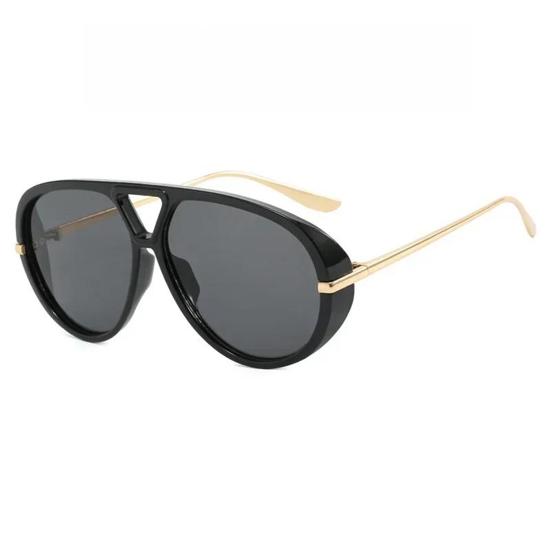 New in Oversized Pilot Sunglasses Men Vintage Double Bridge Sun Glasses Women Trendy Luxury Brand Design Outdoor Shades