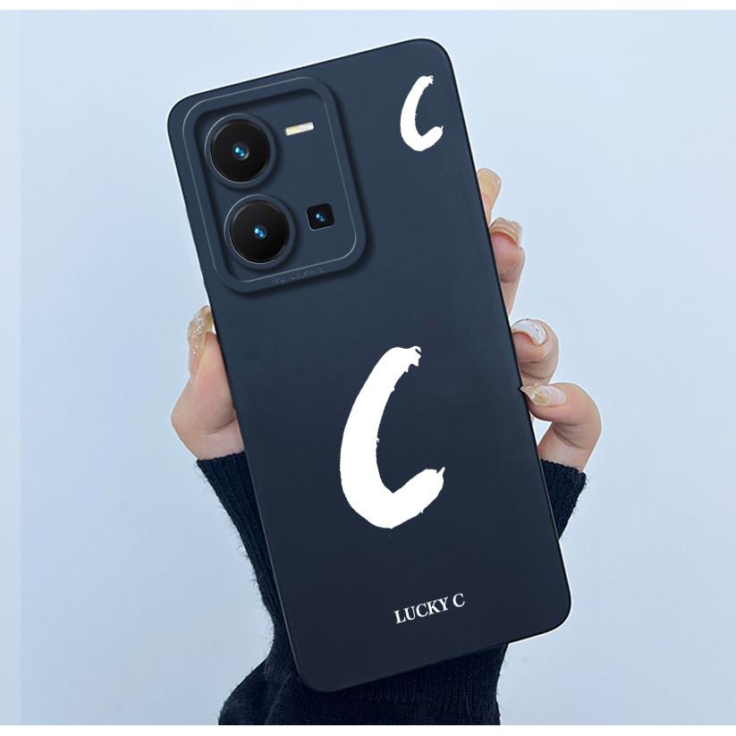 For Vivo Y35 Case Cute Initial Letters Soft Liquid Silicone Back Cover For Vivo Y 35 4G Funda Anti Drop Phone Protector Coque
