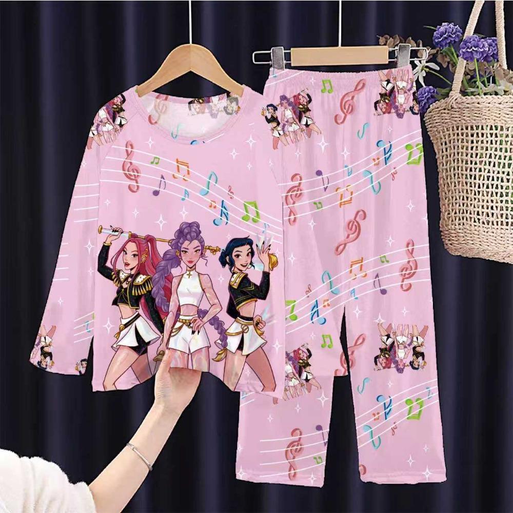 New Demon Hunters Children's Pajamas Long Sleeve Cartoon Girls Babies Middle and Older Children's Loungewear Set