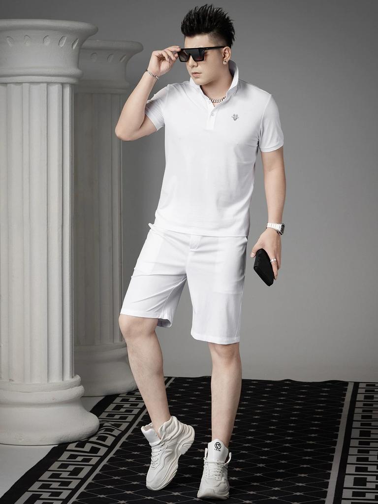 Ozhouzhan 2025 New Trendy Bee Badge Lapel Short sleeve T-shirt Men Summer Half Sleeve Polo Shirt Men